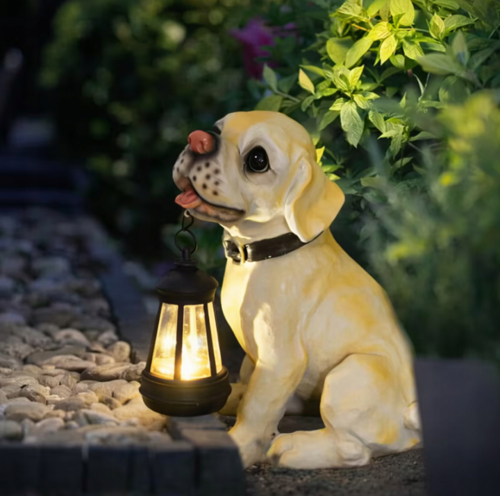 figurka psa z lampionem led