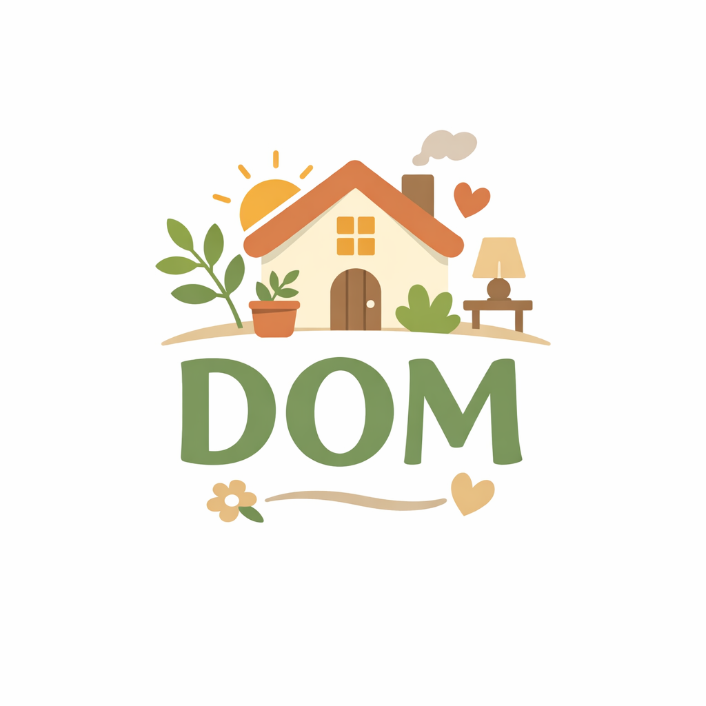 napis dom z ikoną domu w stylu kreskówkowym